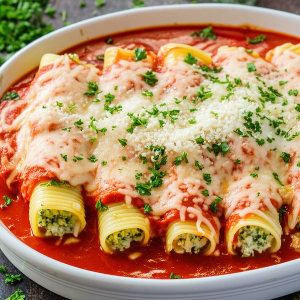 Three-Cheese Broccoli Manicotti