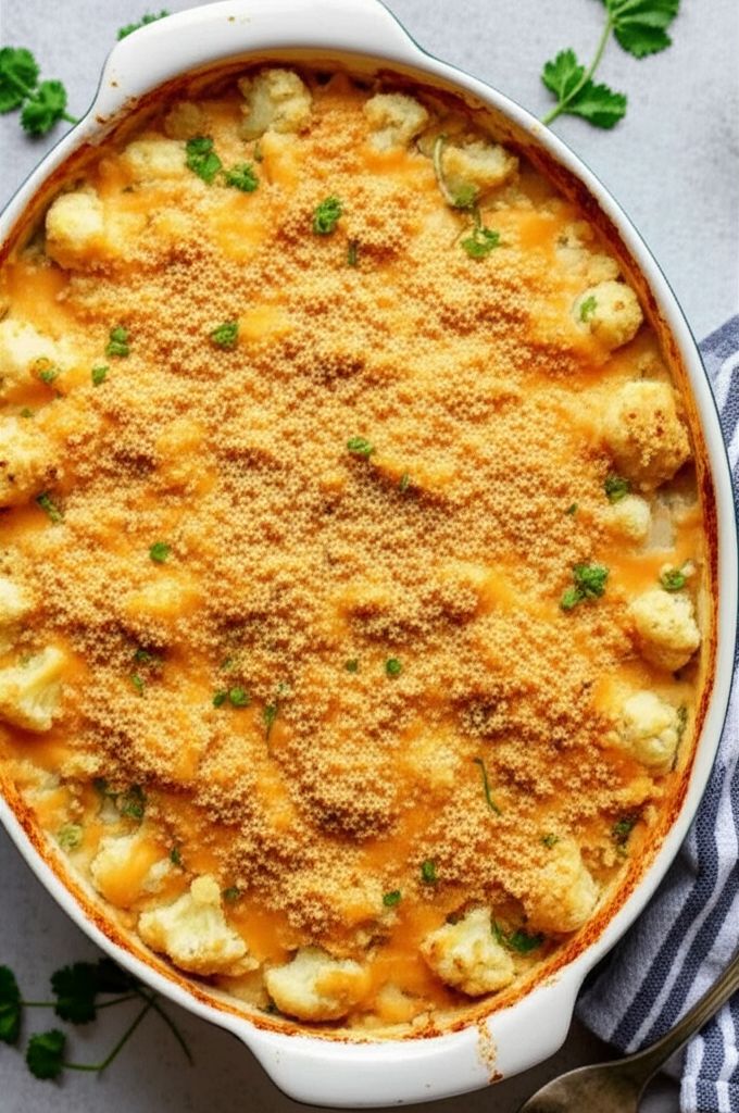 Three-Cheese Cauliflower Casserole