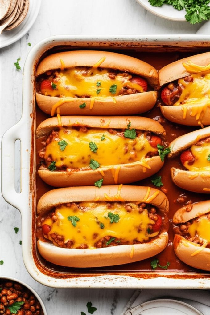 Baked Chili Hot Dogs