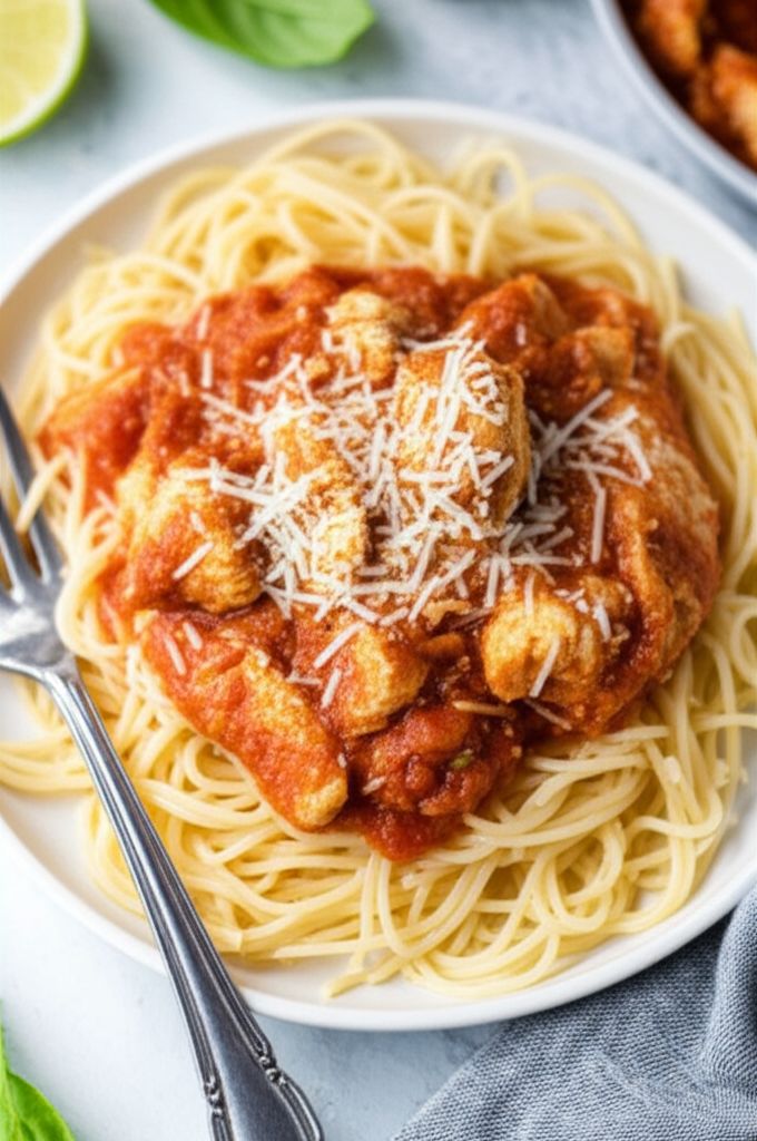Basil Chicken over Angel Hair