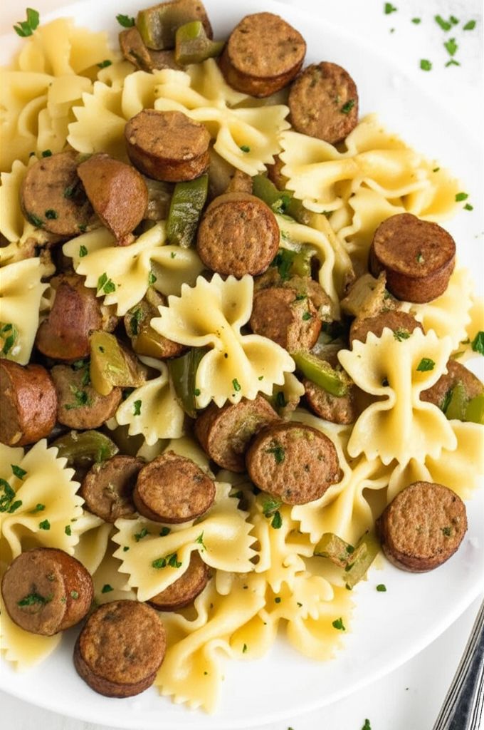 Bow Tie Pasta with Sausage and Sweet Peppers
