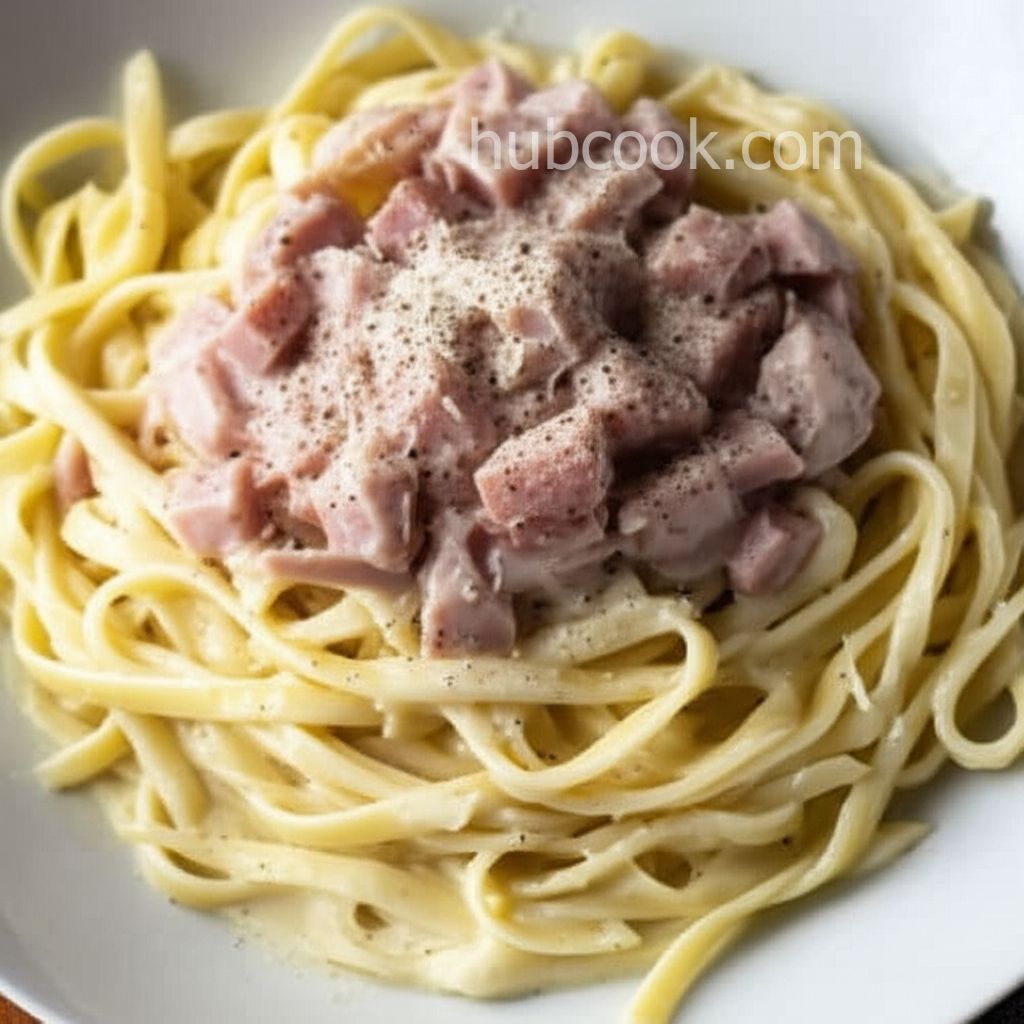 Fettuccine Alfredo with Ham