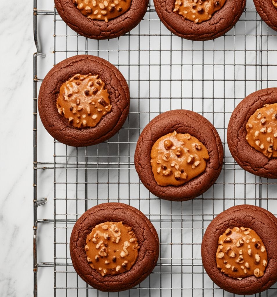 German Chocolate Thumbprint Cookies
