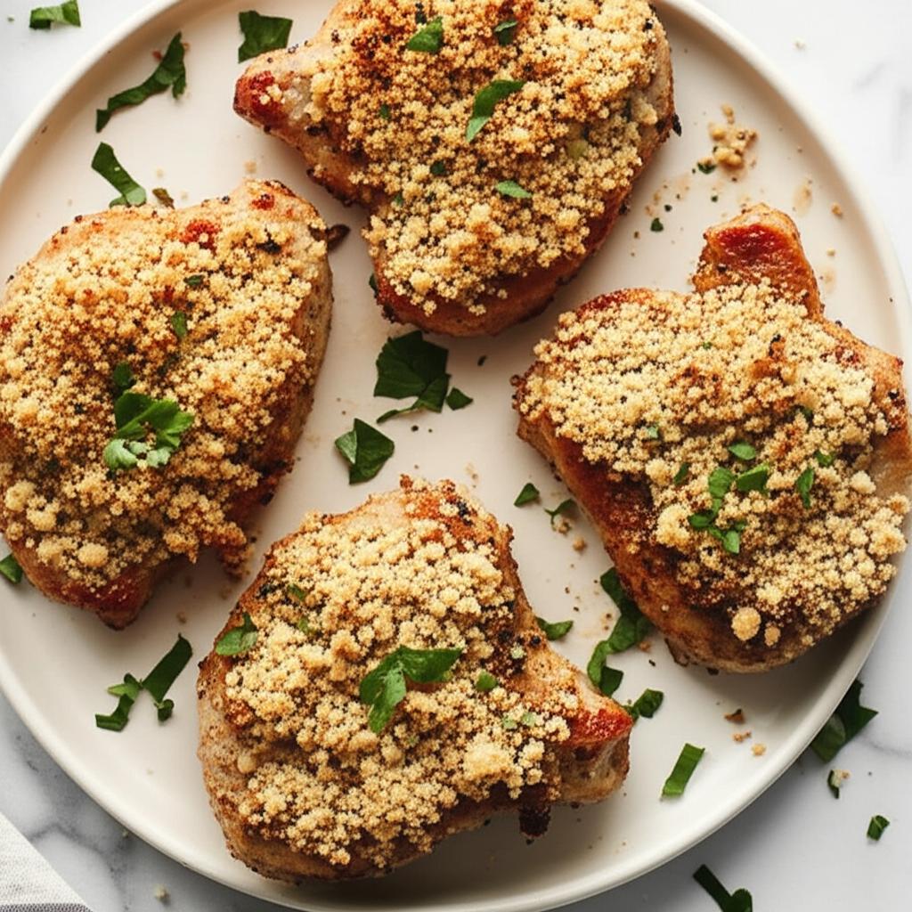 Pan-Seared Marinated Pork Cutlets with a Parmesan-Garlic Crust