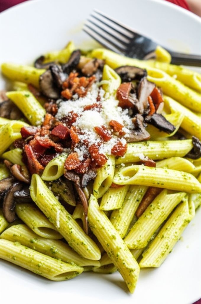 Pasta with Spinach Pesto Sauce