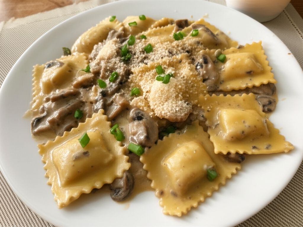 Angel's Ravioli Alfredo with Mushrooms