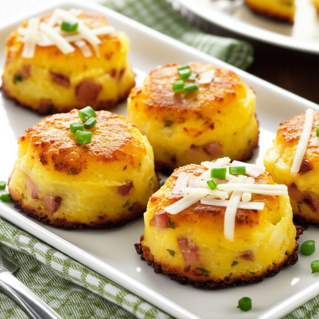Baked Ham & Chive Mashed Potato Cakes