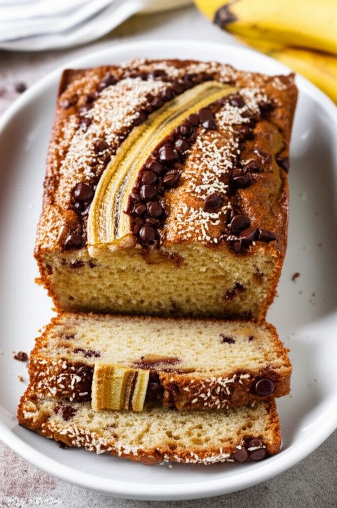 Cinnamon-Coconut-Chocolate Chip Banana Bread