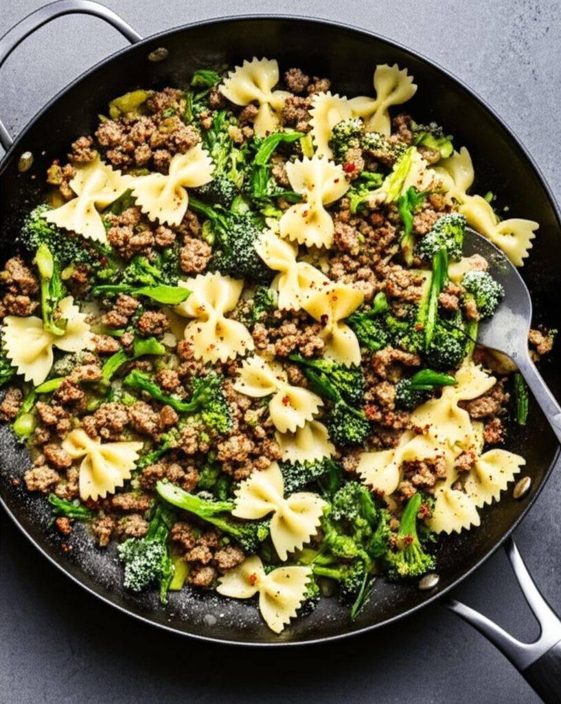 Italian Sausage with Farfalle and Broccoli Rabe