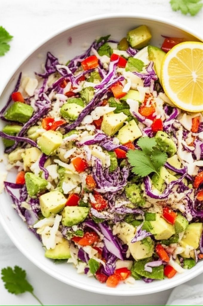 Lemony Cabbage-Avocado Slaw