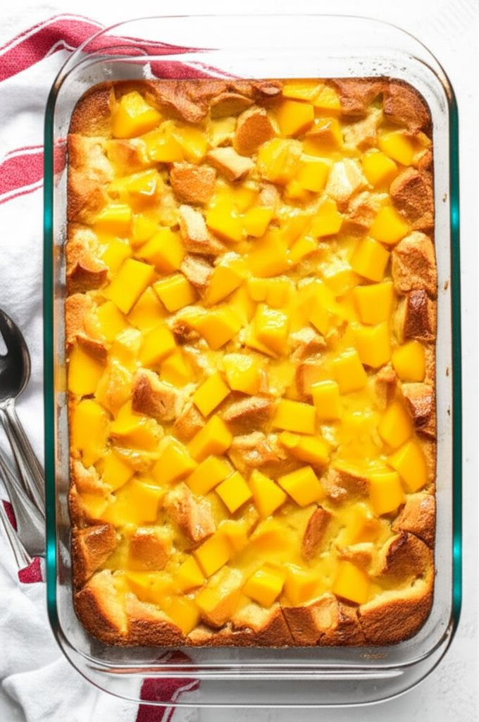 Mango Cardamom Bread Pudding