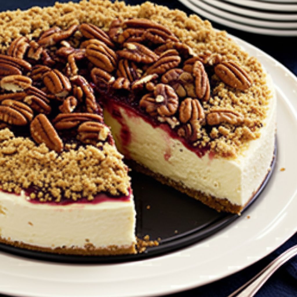 Savory Blue Cheese Cheesecake with Cherry Pear Compote and Cherry Balsamic Glaze