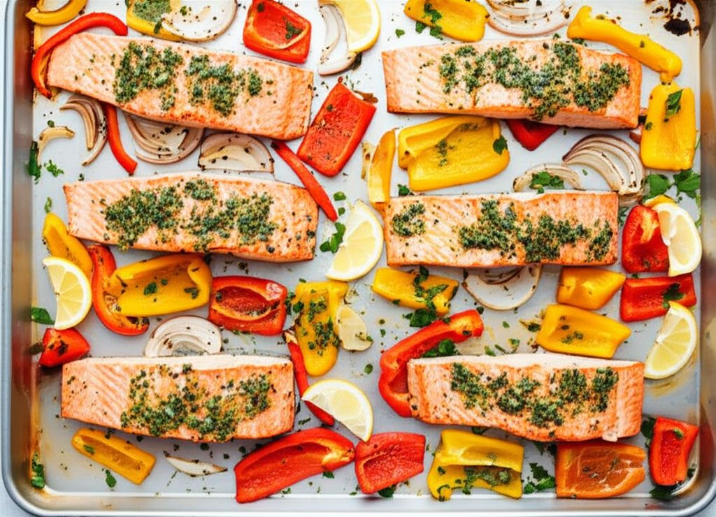 Sheet Pan Salmon and Bell Pepper Dinner