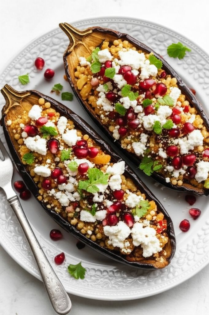 Stuffed Eggplant with Israeli Couscous