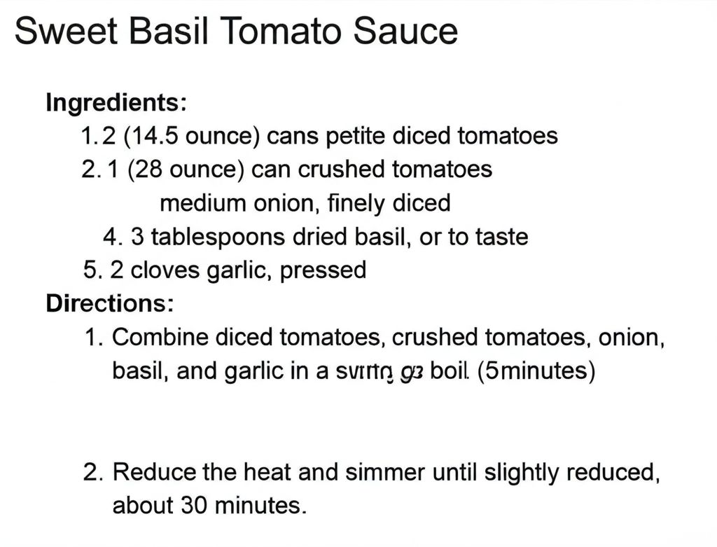 Sweet Basil Tomato Sauce
