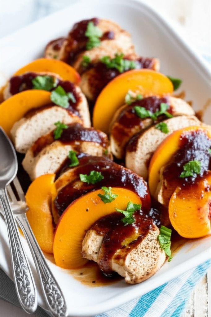 Baked Chicken with Peaches