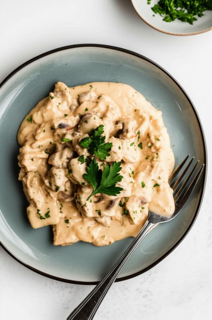 Greek Yogurt Chicken Stroganoff with Mushrooms