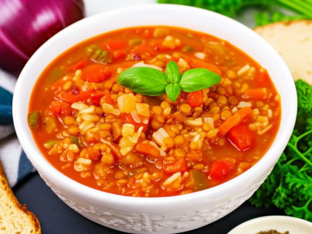 Italian Red Lentil and Brown Rice Soup