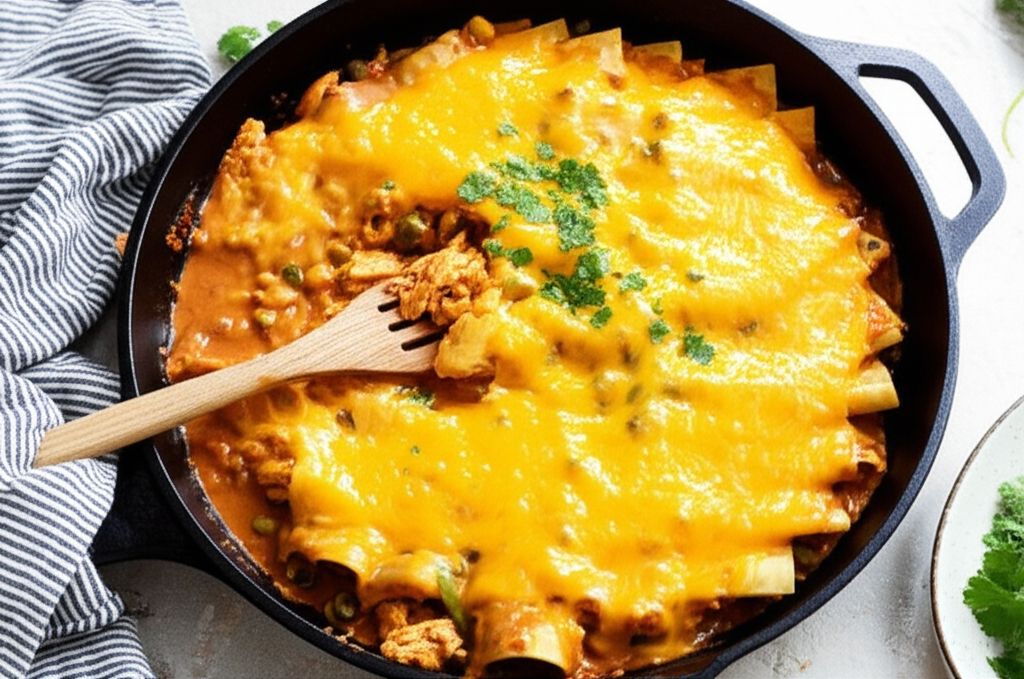 One-Pan Sour Cream Chicken Enchilada Skillet