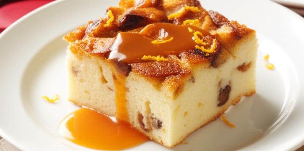 Panettone Bread Pudding with Spiced Orange Sauce