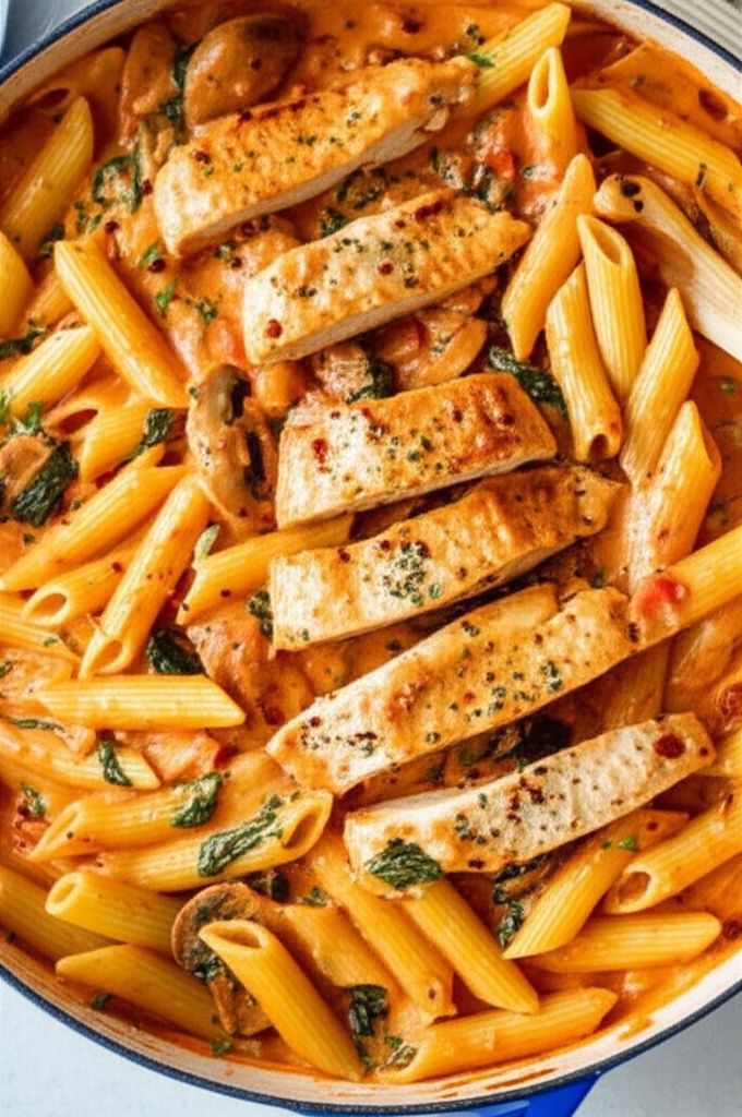 Penne Rosa with Parmesan Crusted Chicken