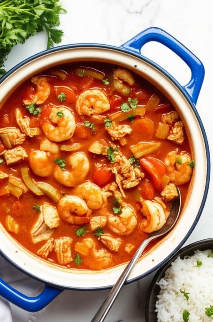 Slow Cooker Chicken Gumbo with Shrimp