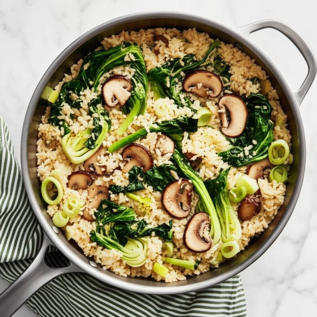 Baked Rice with Leeks and Bok Choy