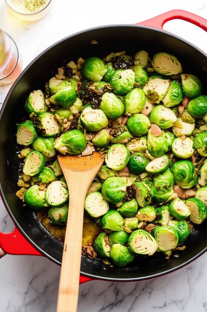 Braised Brussels Sprouts with Bacon