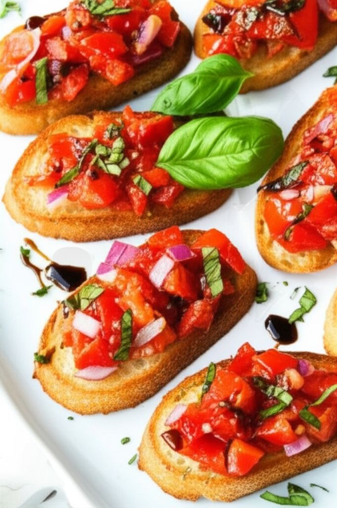 Bruschetta with Roasted Sweet Red Peppers