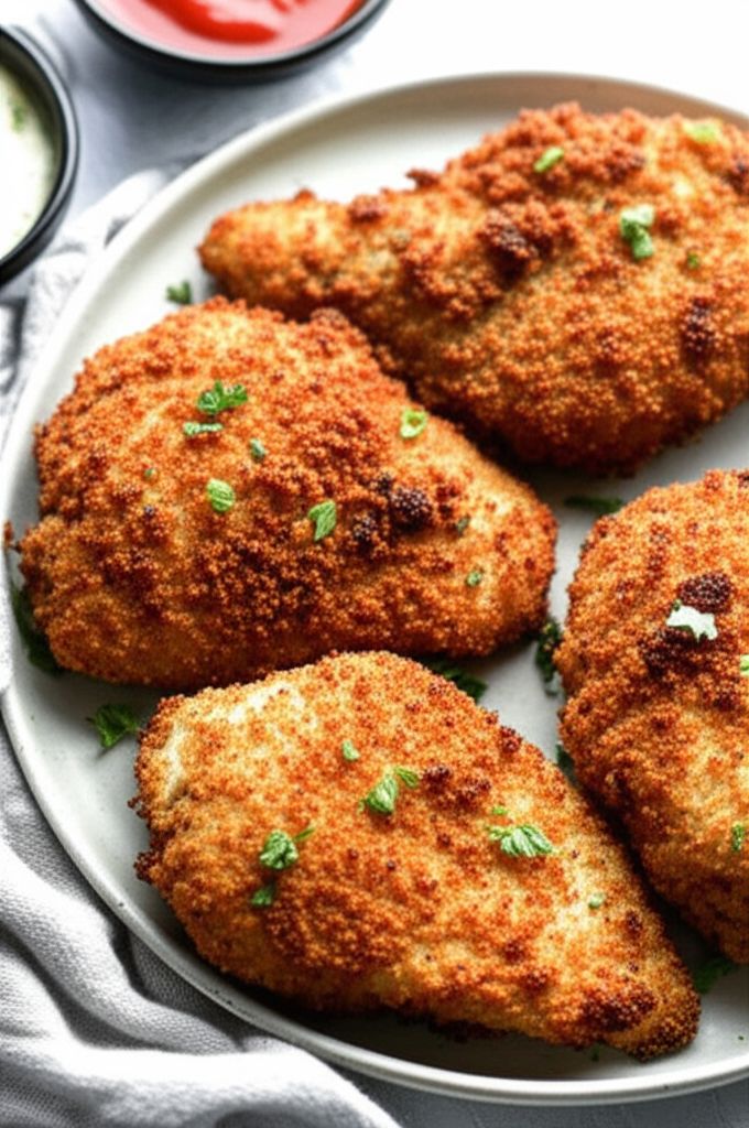 Crispy Juicy Oven-Fried Chicken Breasts