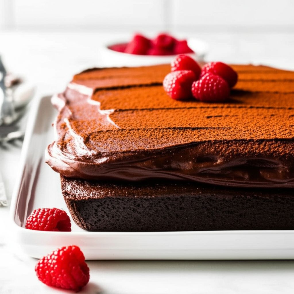 Dark Chocolate Sheet Cake with Dark Chocolate Frosting