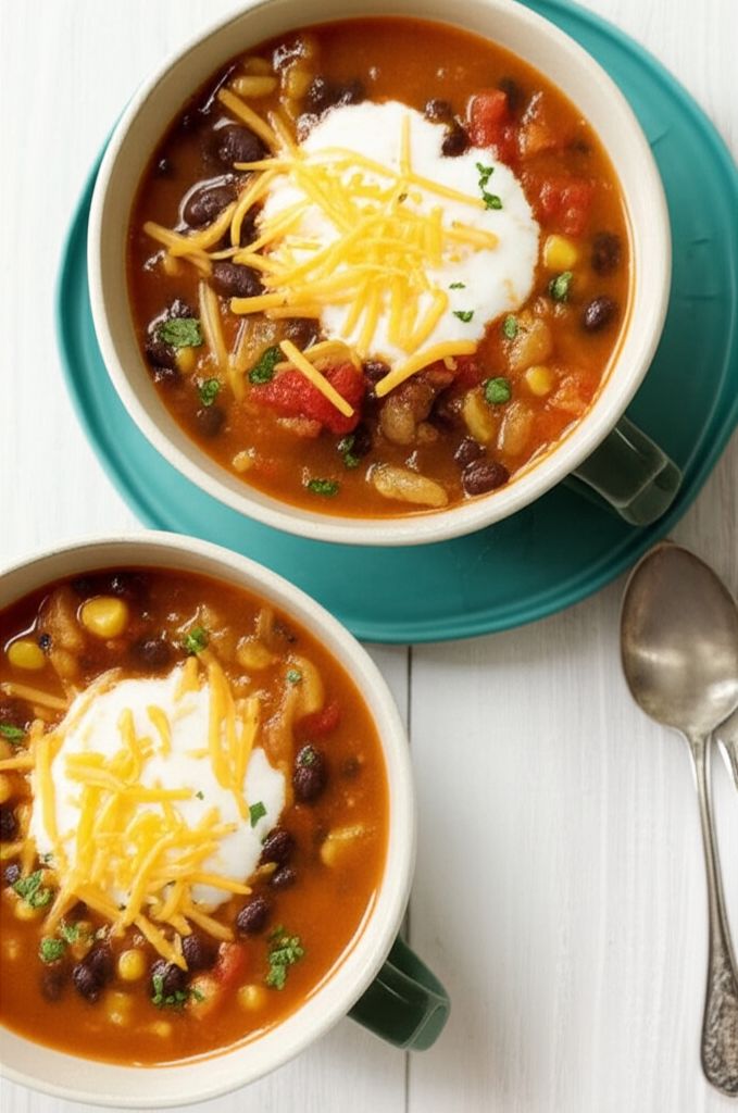 Healthier Slow Cooker Chicken Taco Soup