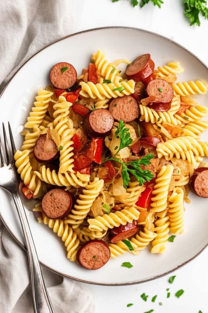 Pasta with Kielbasa and Sauerkraut