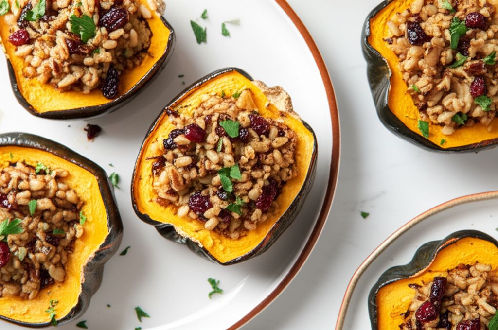 Roasted Acorn Squash with Farro Stuffing