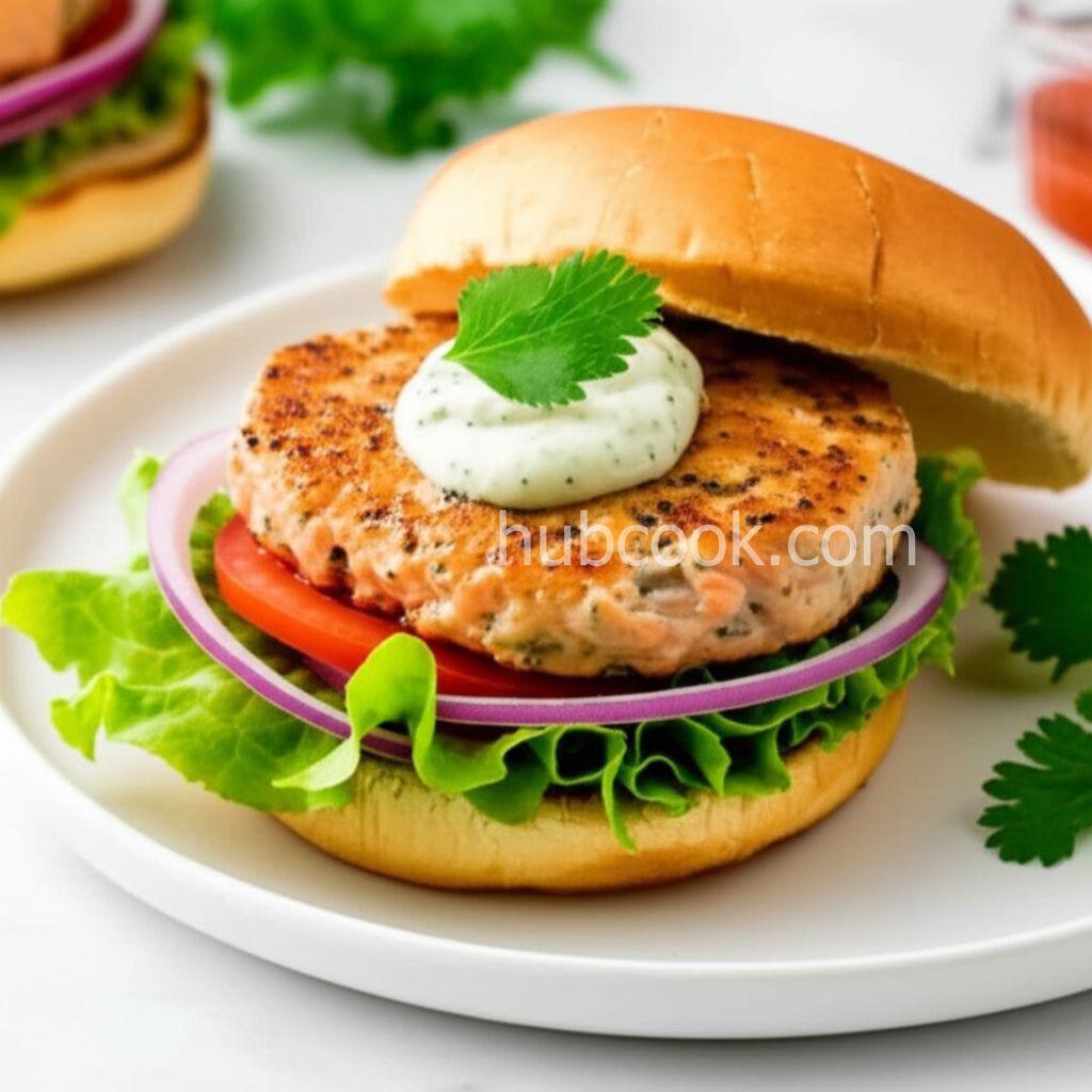 Salmon Burgers with Lemon Basil Mayo