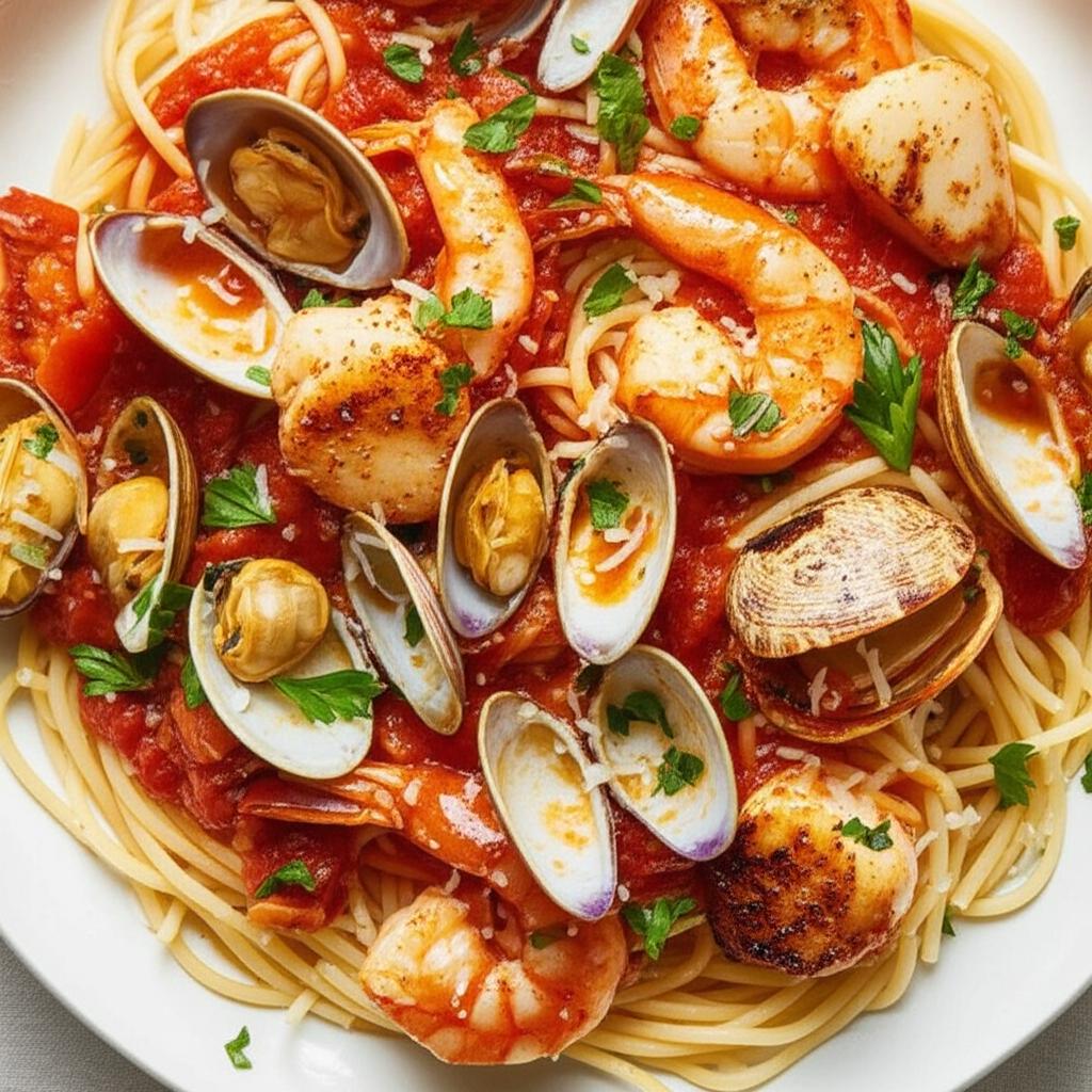 Shrimp, Clams, and Scallops Pasta
