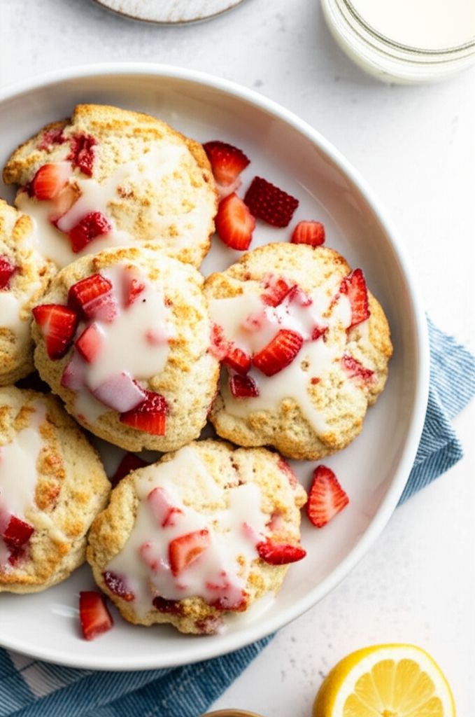 Strawberry Rhubarb Drop Biscuits