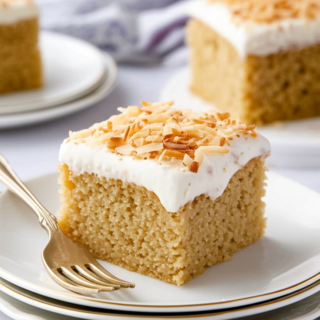 Toasted Almond and Coconut Cake with White Chocolate Ganache