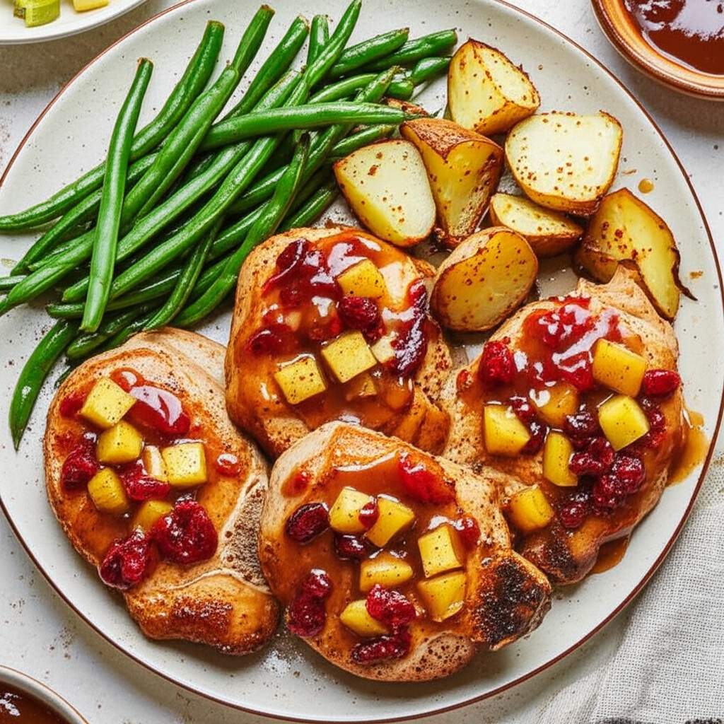 Apple Cranberry-Stuffed Pork Chops