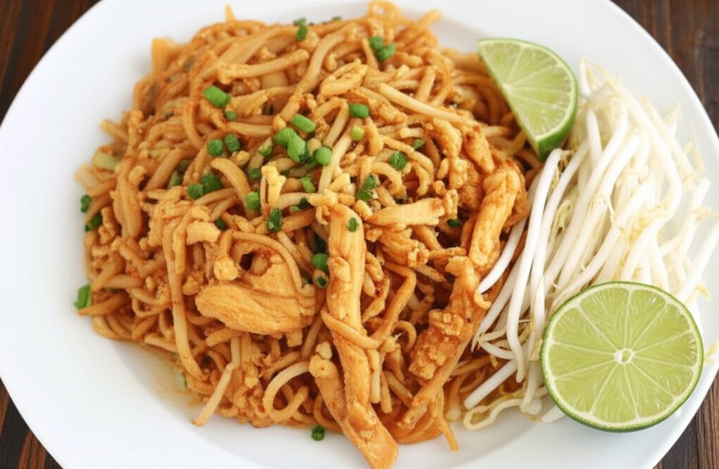 Chicken Pad Thai with Peanut Sauce