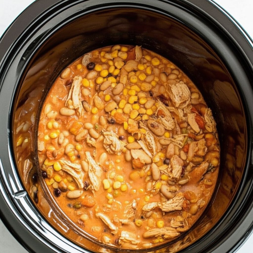 Easy Slow Cooker Creamy Chicken Chili