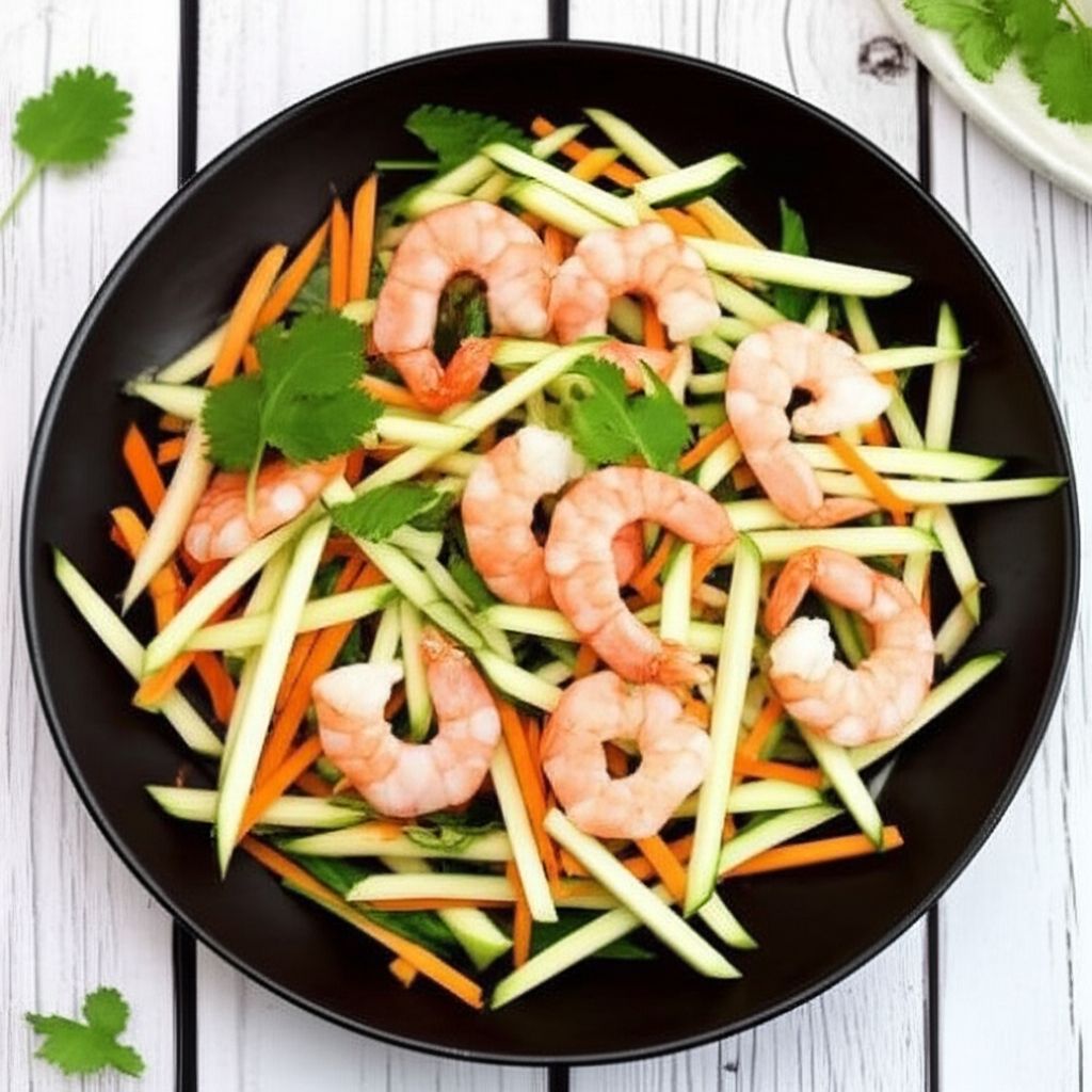 Green Apple, Jicama, and Prawn Salad with Mint, Lemongrass, and Dijon Dressing