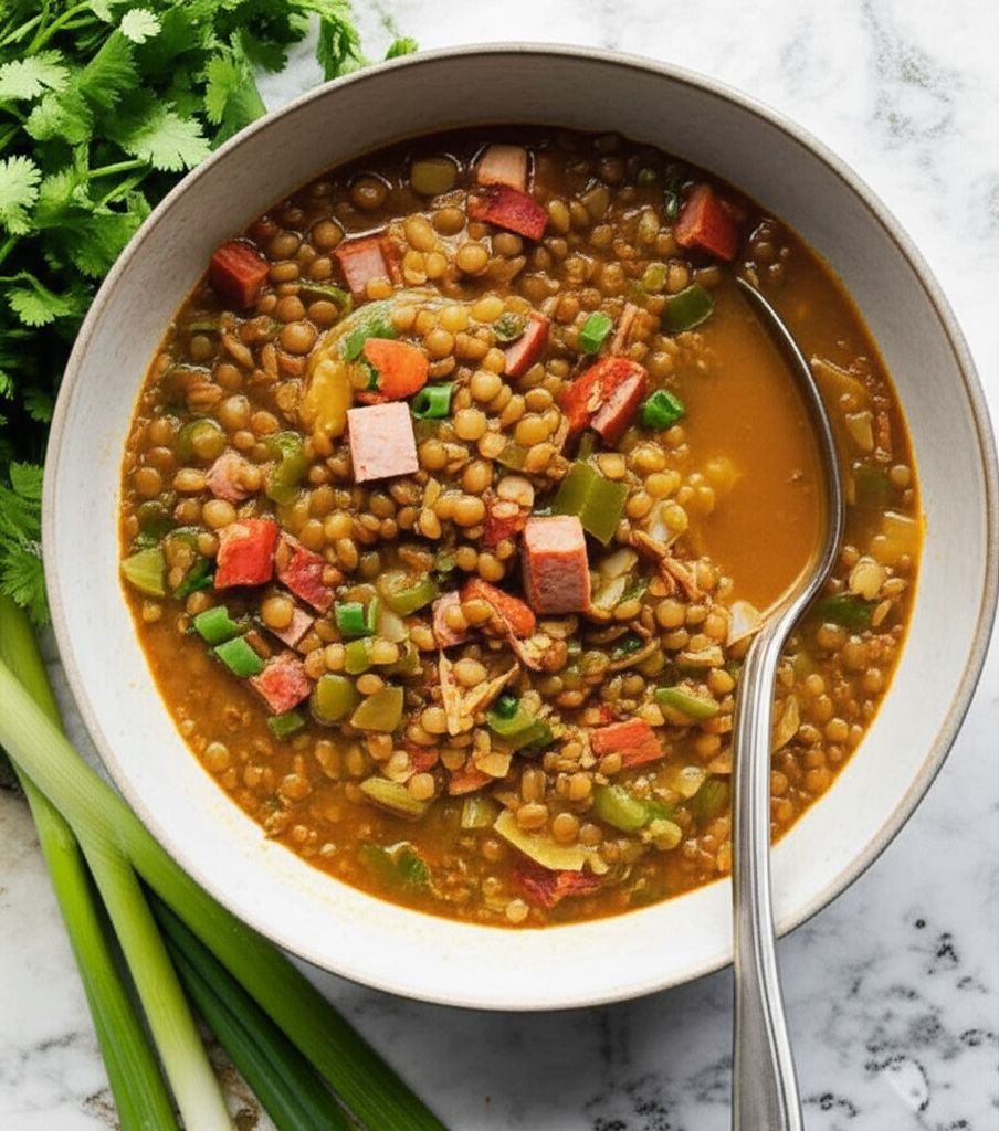 Green Lentil “Gumbo” Soup