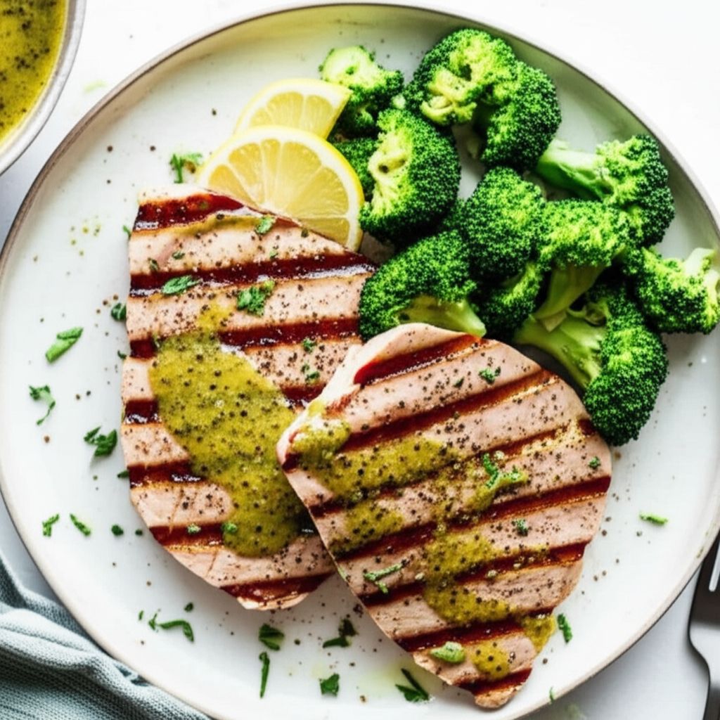Grilled Tuna Steaks with Dill Sauce