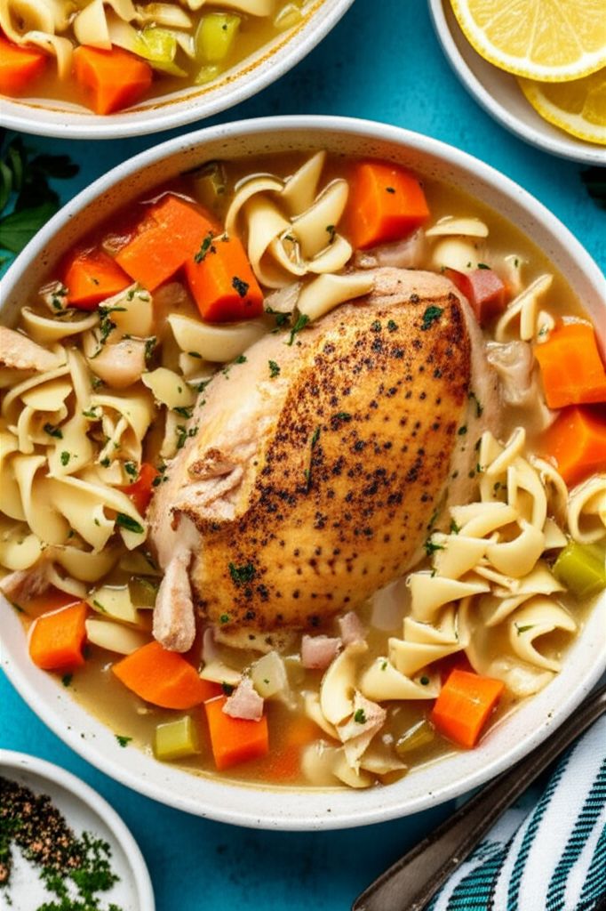 Homemade Roasted Chicken Noodle Soup