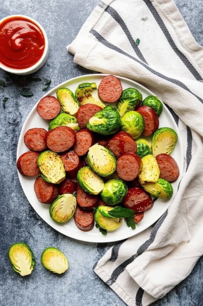 Roasted Brussels Sprouts and Kielbasa