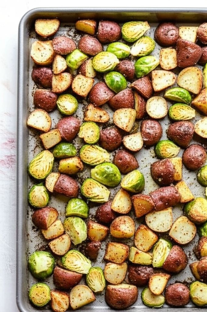 Roasted Potatoes and Brussels Sprouts