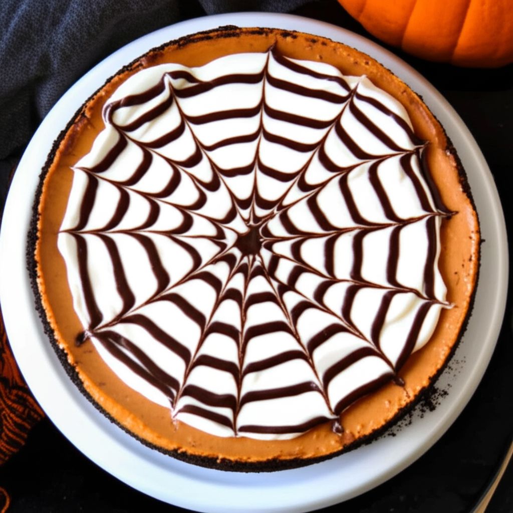Spiderweb Pumpkin Cheesecake