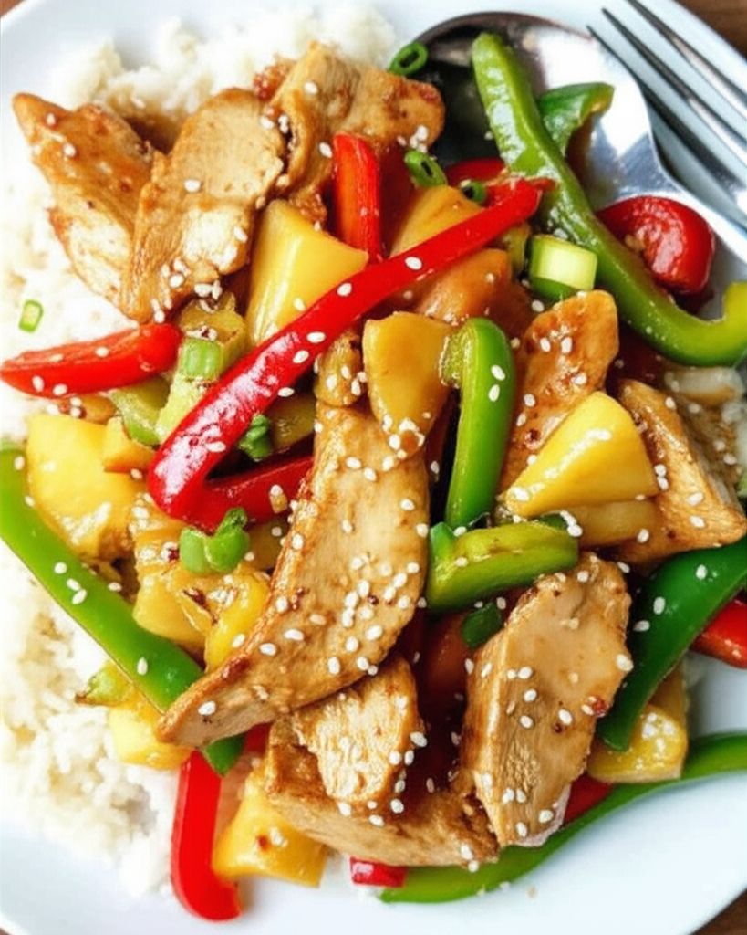 Stir-Fried Chicken With Pineapple and Peppers
