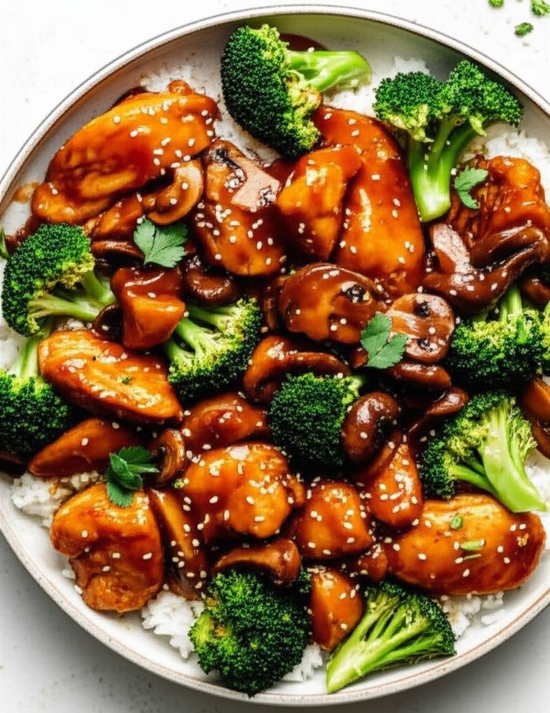 Teriyaki Chicken with Mushrooms and Broccoli